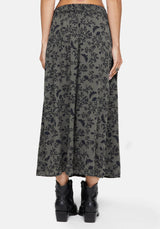Morgana Button Up Midi Skirt - Green