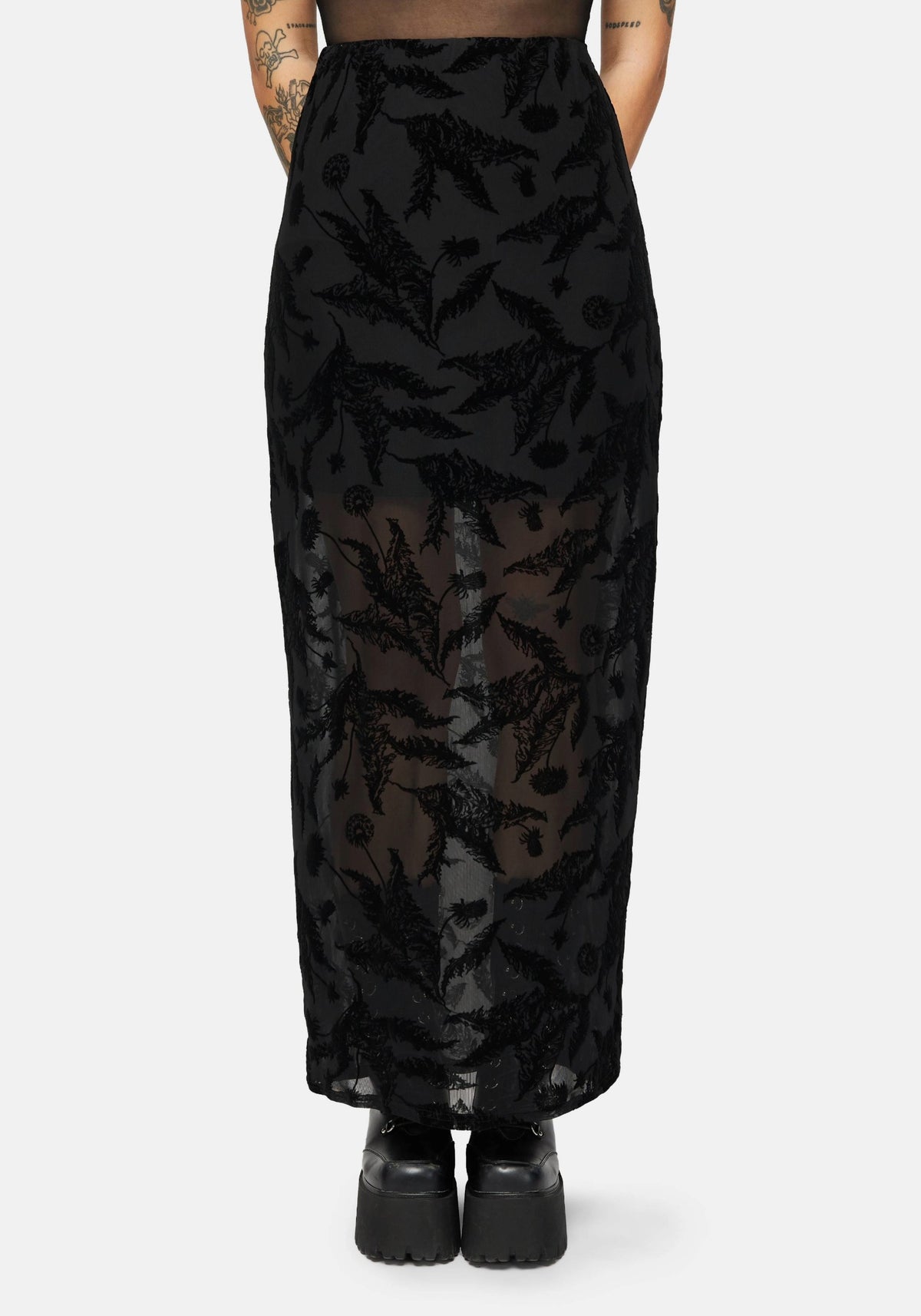 Cimora Dandelion Flock Mesh Midaxi Skirt
