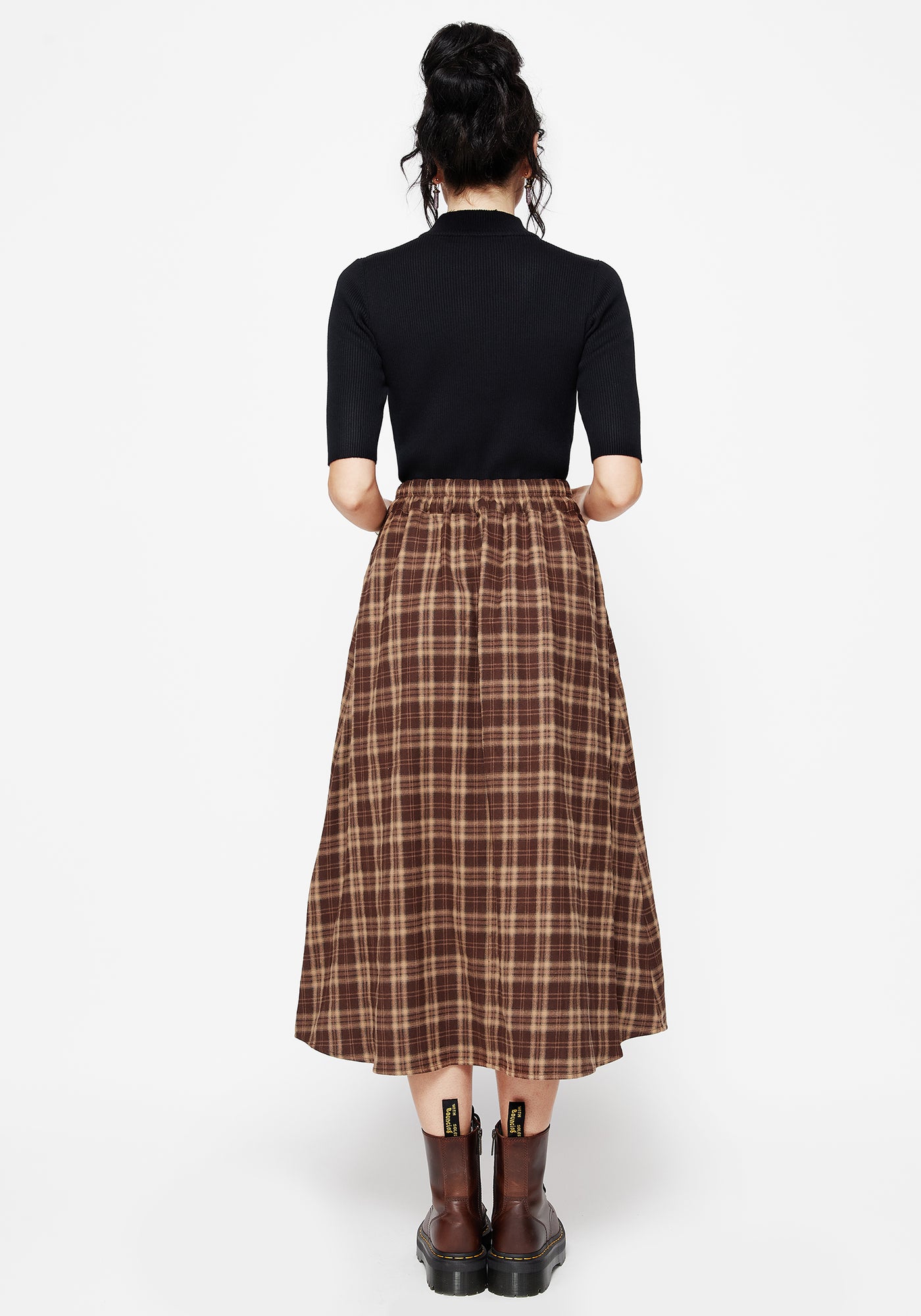 Milo Check Button Down Front Split Midi Skirt – Disturbia