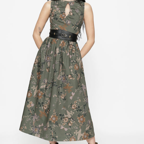 eden belted midi dress Poison Eden Print Cut Out Midi Dress – Disturbia