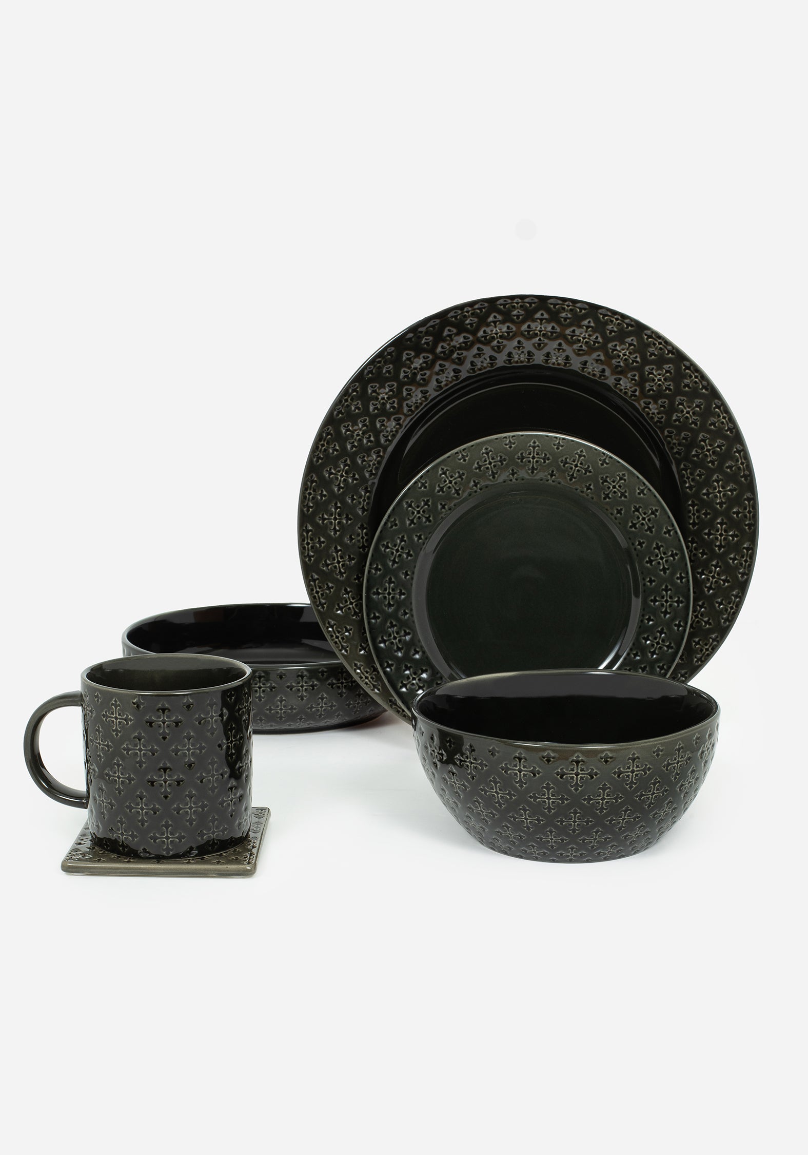 Crux Debossed Ombre Pasta Bowl  (4 Piece Set)
