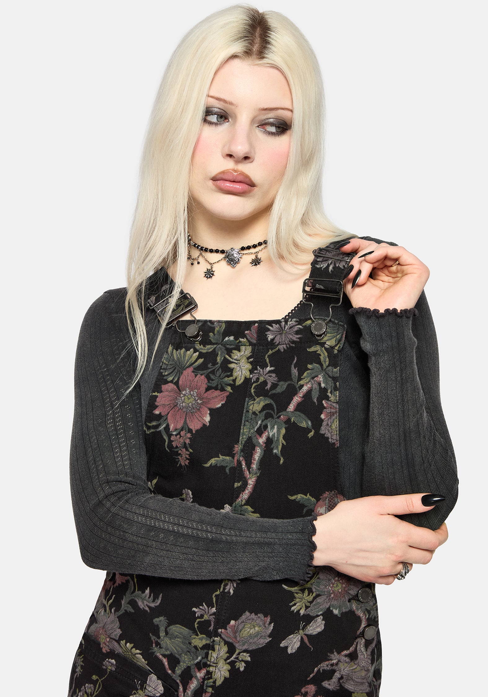 Poison Eden Print Denim Dungaree Short – Disturbia