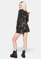 Poison Eden Print Denim Dungaree Short US 2