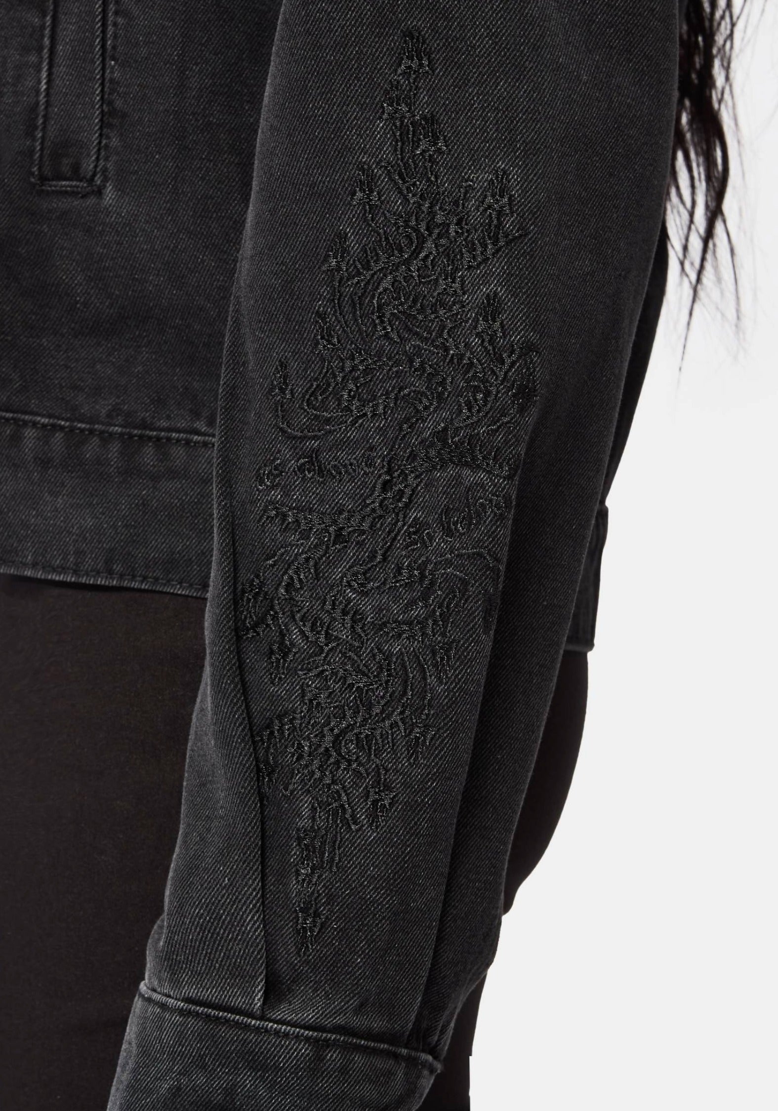 Selin Embroidered Boxy Denim Jacket