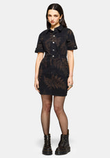 Ruin Fern Printed Mini Shirt Dress
