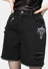 Reina Celestial Embroidered Denim Short 24" / US 2