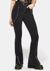 Reina Celestial Embroidered Denim Kick Flare Jean