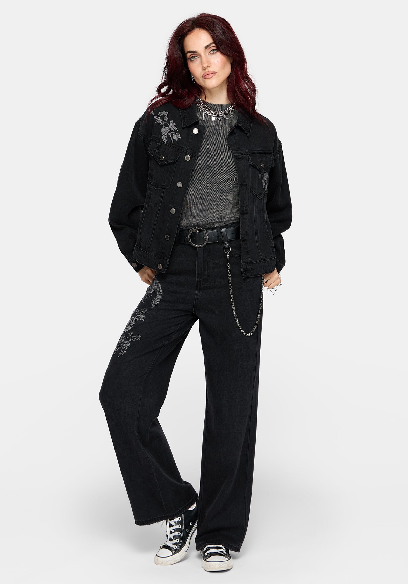 Cleo Phoenix Print Wide Leg Denim Jeans – Disturbia
