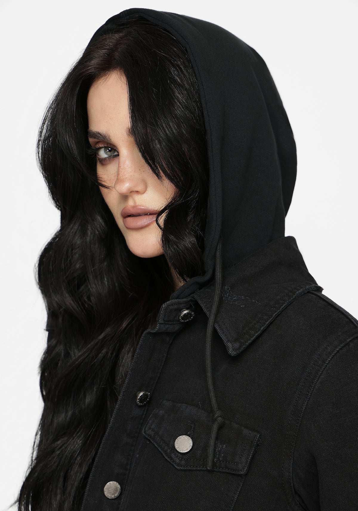 Trellis Hooded Pocket Denim Shacket