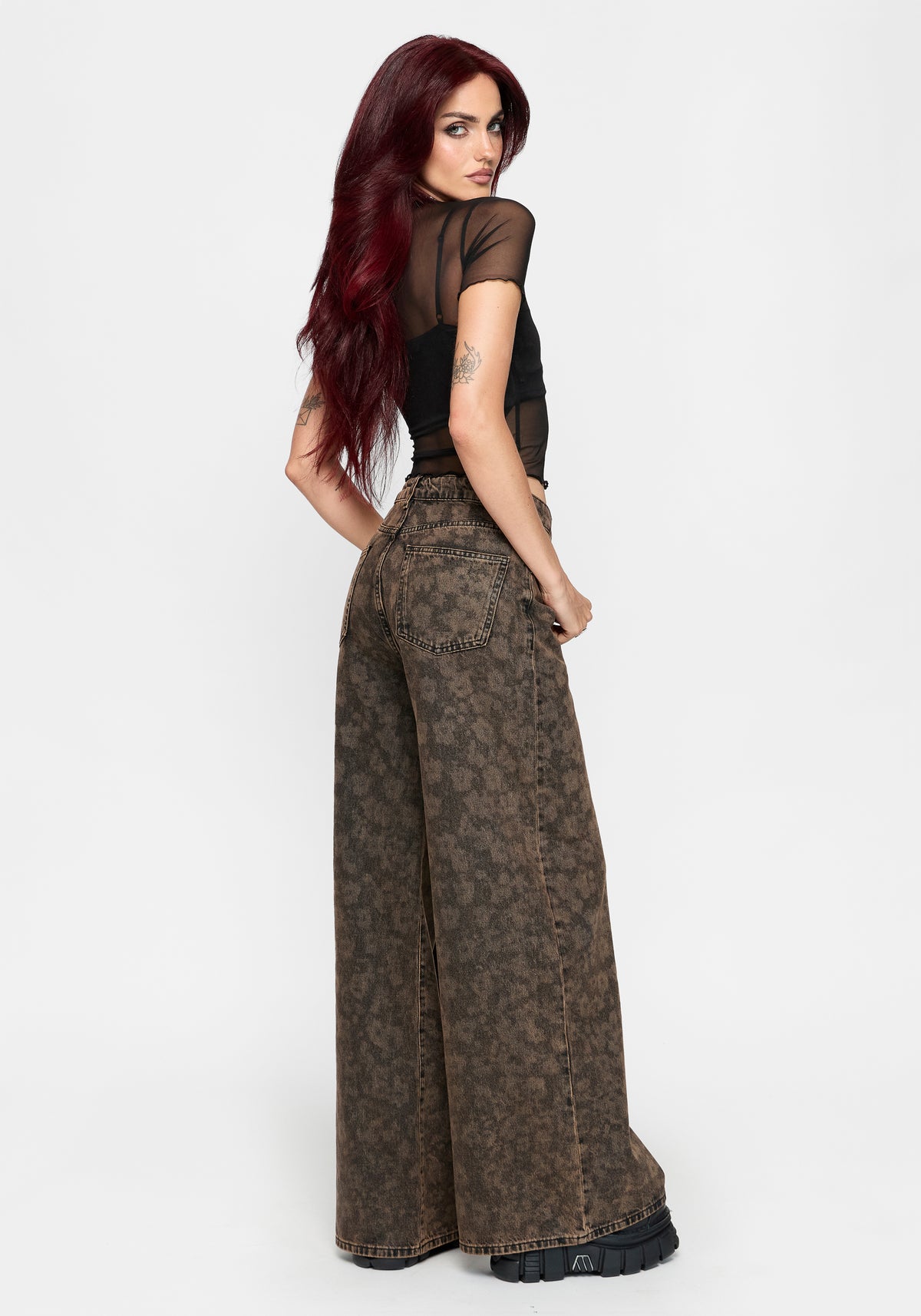 Aletris Floral Print Palazzo Denim Jean