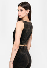 Reign Brushed Denim Corset Top