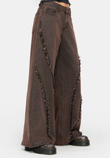 Otis Studded Frayed Relaxed Wide Leg Jean