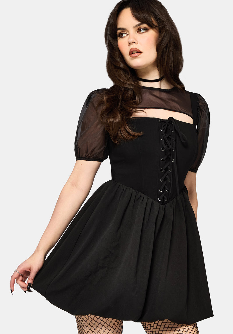 Miranda Puff Sleeve Lace Up Mini Dress Disturbia Miranda Puff Sleeve Lace Up Mini Dress Disturbia