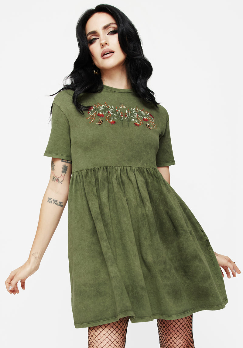 Copia Embroidered Cotton Jersey Skater Dress Copia Embroidered Cotton Jersey Skater Dress