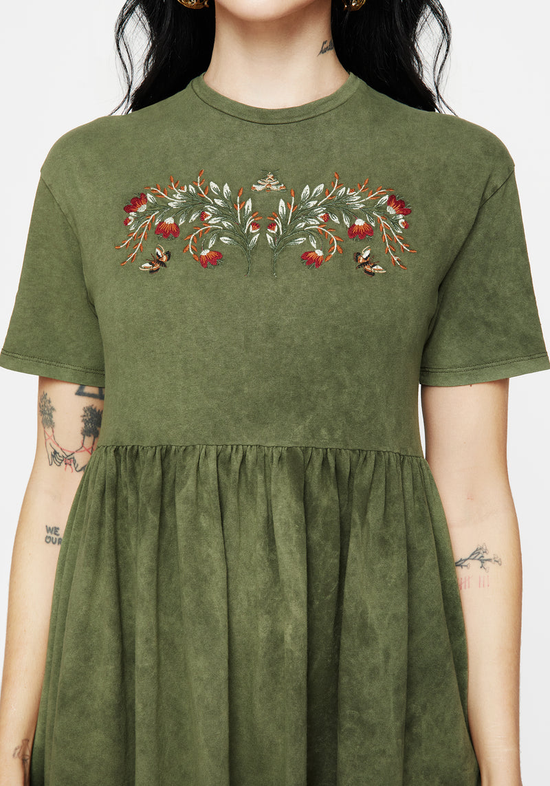 Copia Embroidered Cotton Jersey Skater Dress | Disturbia - Shop Women's Gothic, Alternative & Dark Romantic Fashion, Accessories & Homeware Copia Embroidered Cotton Jersey Skater Dress | Disturbia - Shop Women's Gothic, Alternative & Dark Romantic Fashion, Accessories & Homeware