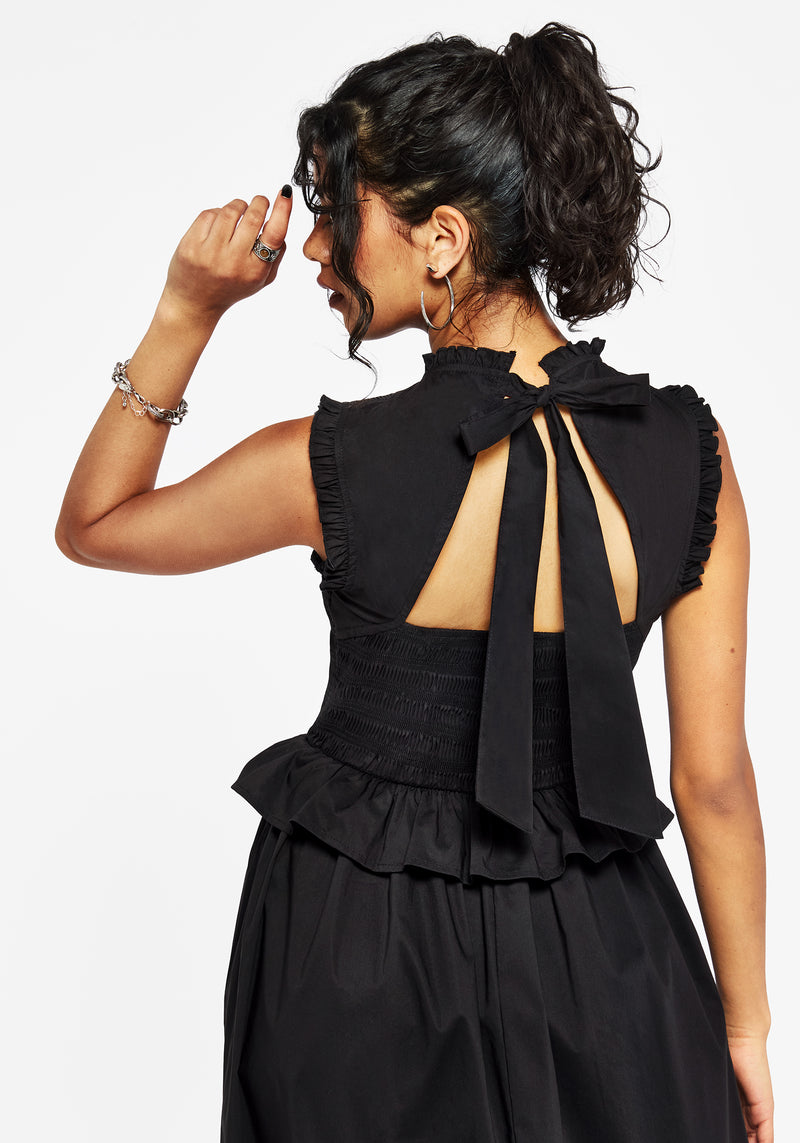 Veronica Cotton Smocked Bodice Bow Detail Midi Dress | Disturbia - Shop Women's Gothic, Alternative & Dark Romantic Fashion, Accessories & Homeware Veronica Cotton Smocked Bodice Bow Detail Midi Dress | Disturbia - Shop Women's Gothic, Alternative & Dark Romantic Fashion, Accessories & Homeware
