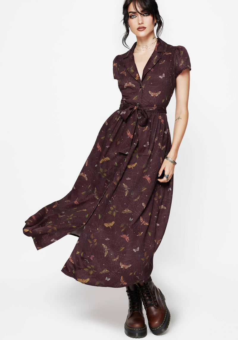 Celia Moth Printed Midaxi Shirt Dress Disturbia Celia Moth Printed Midaxi Shirt Dress Disturbia