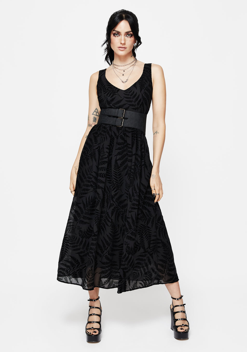 Lunafern Cami Fern Printed Midaxi Dress | Disturbia - Shop Women's Gothic, Alternative & Dark Romantic Fashion, Accessories & Homeware Lunafern Cami Fern Printed Midaxi Dress | Disturbia - Shop Women's Gothic, Alternative & Dark Romantic Fashion, Accessories & Homeware