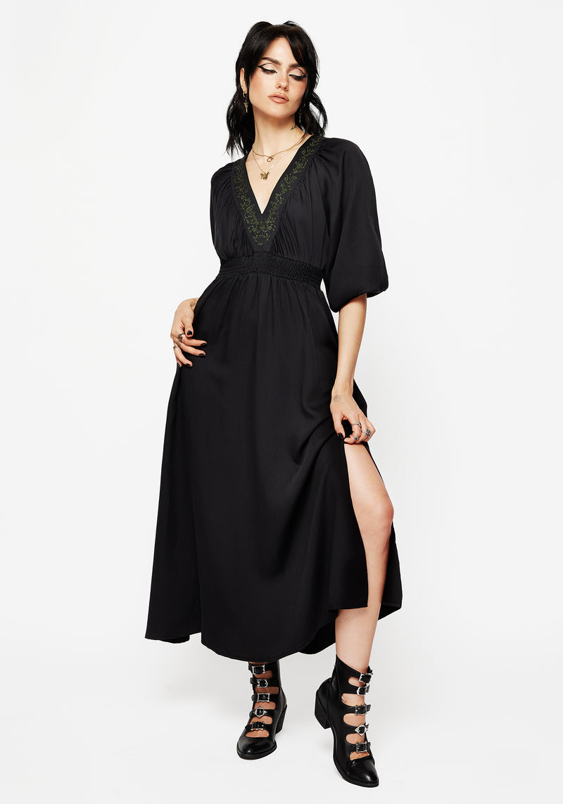 Veil Floral Embroidered Batwing Midaxi Dress Disturbia Veil Floral Embroidered Batwing Midaxi Dress Disturbia