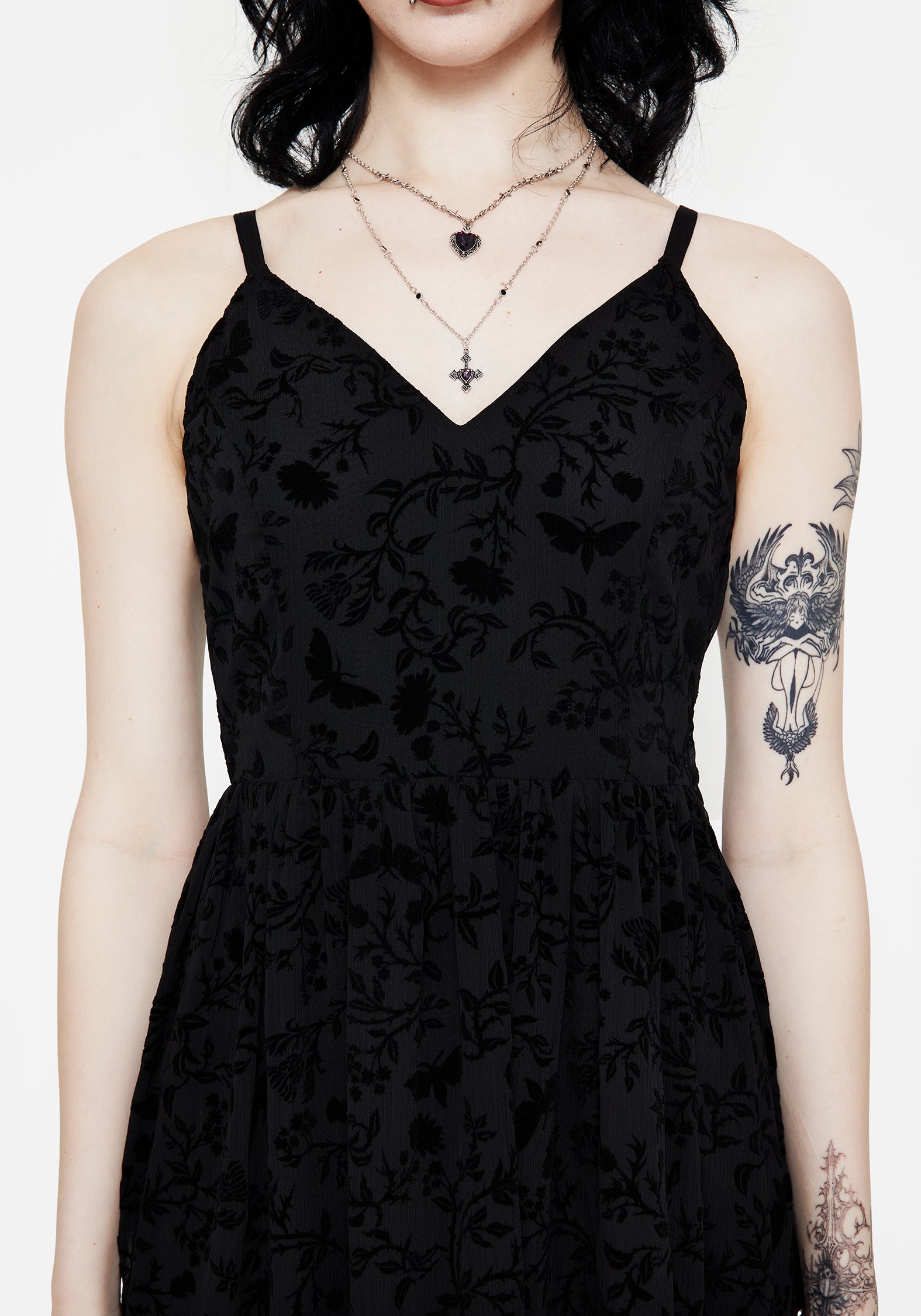 Faustina Flocked Chiffon Maxi Cami Dress