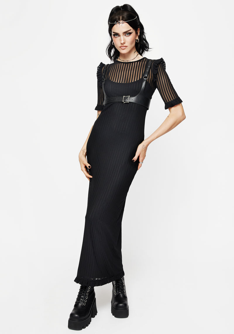 Mourning Ruffle Detail Mesh Short Sleeve Maxi Dress | Disturbia - Shop Women's Gothic, Alternative & Dark Romantic Fashion, Accessories & Homeware Mourning Ruffle Detail Mesh Short Sleeve Maxi Dress | Disturbia - Shop Women's Gothic, Alternative & Dark Romantic Fashion, Accessories & Homeware