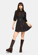 Phoenix Dragon Printed Mini Shirt Dress