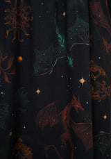 Phoenix Dragon Printed Mini Shirt Dress