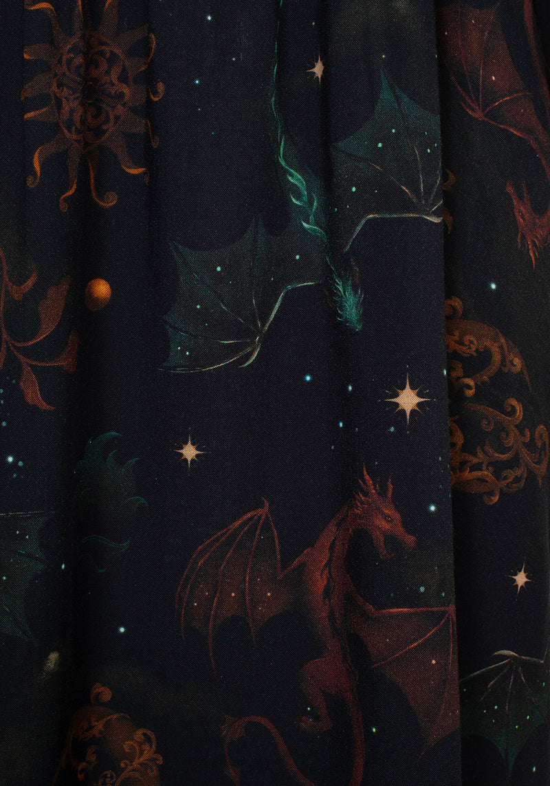 Phoenix Dragon Printed Mini Shirt Dress