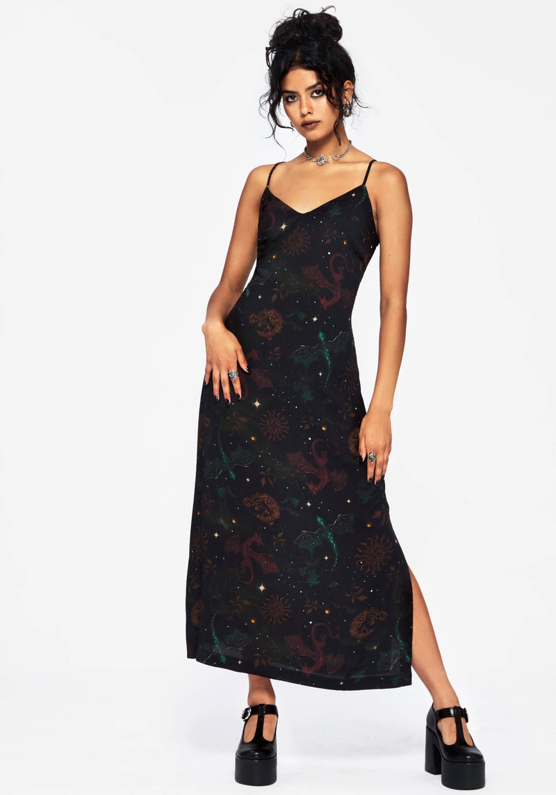 Phoenix Dragon Printed Cami Midi Dress Phoenix Dragon Printed Cami Midi Dress