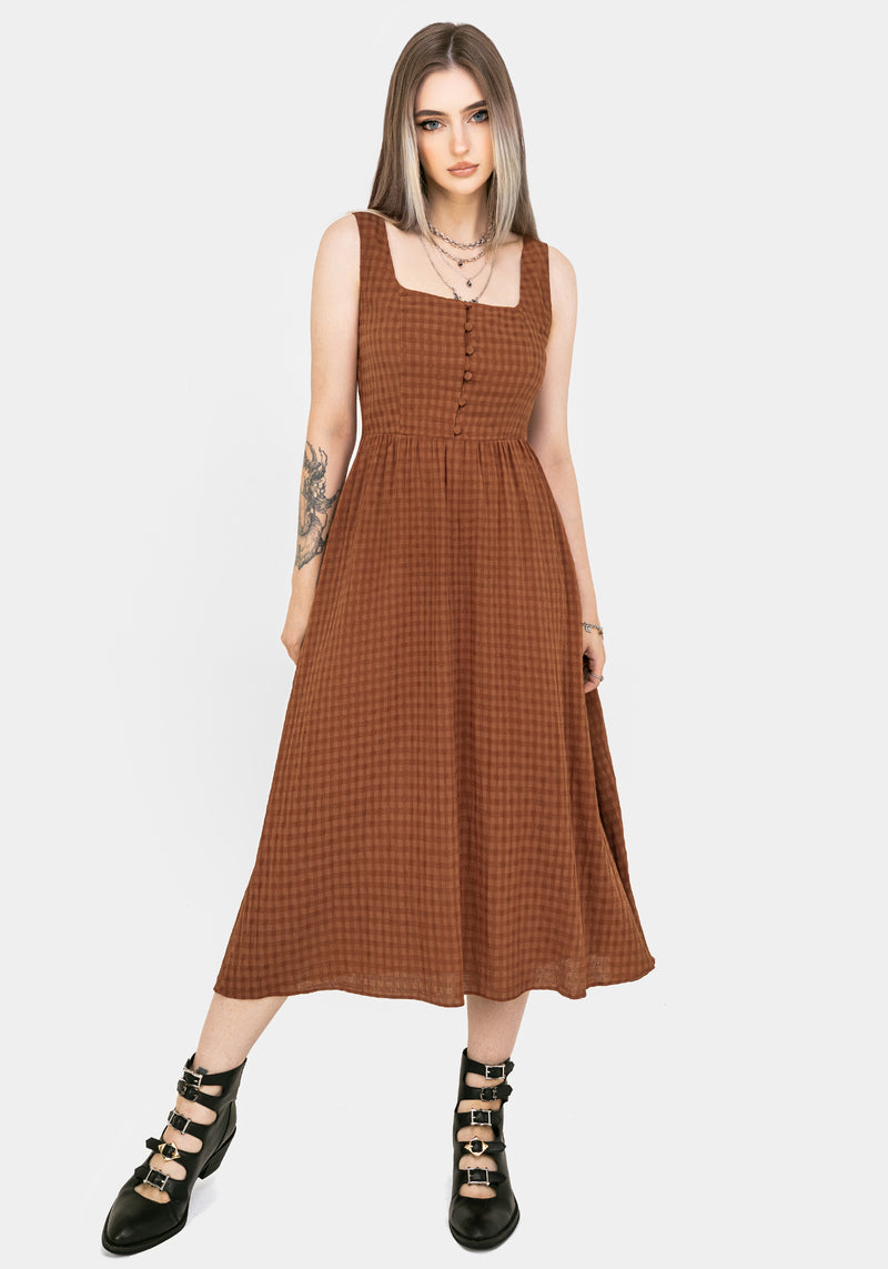 modern cami midi dress COS Women's V-Neck Midi Cami Dress in Brown
