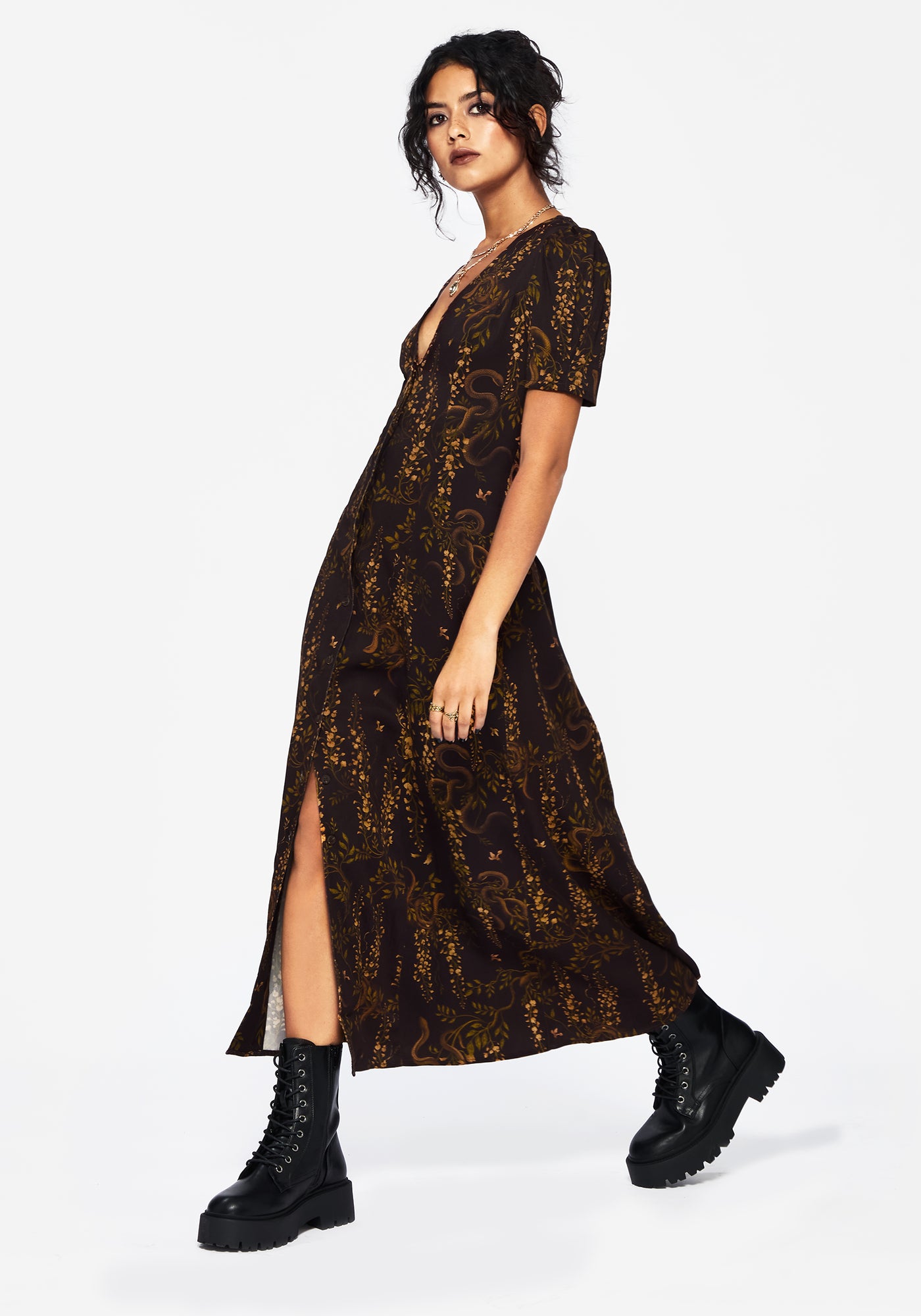 Azazel Snake Printed Midaxi Dress – Disturbia