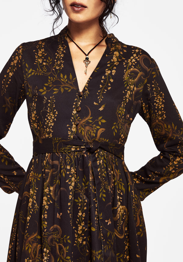 Azazel Snake Printed Belted Mini Dress