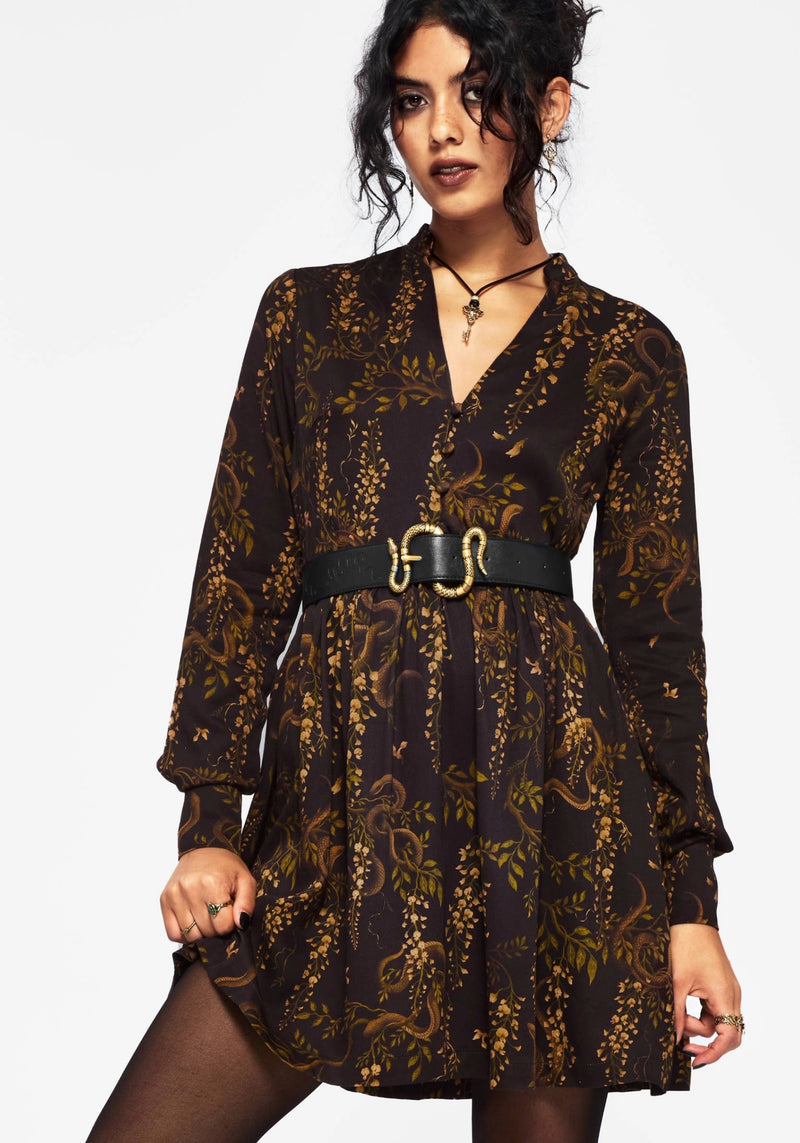Azazel Snake Printed Belted Mini Dress Disturbia Azazel Snake Printed Belted Mini Dress Disturbia