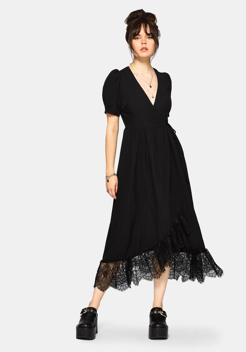 Sorelle Lace Hem Wrap Midaxi Dress Sorelle Lace Hem Wrap Midaxi Dress