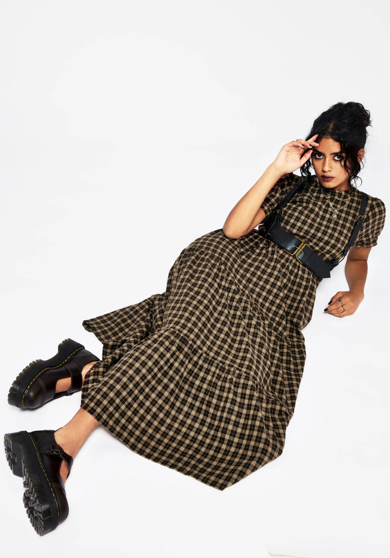 Terra Cotton Check Smock Midaxi Dress Terra Cotton Check Smock Midaxi Dress