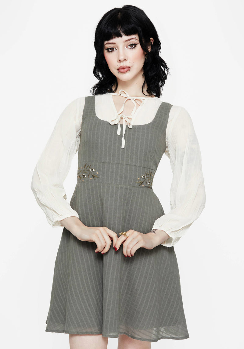 Koax Cotton Embroidered Pinafore Mini Dress | Disturbia - Shop Women's Gothic, Alternative & Dark Romantic Fashion, Accessories & Homeware Koax Cotton Embroidered Pinafore Mini Dress | Disturbia - Shop Women's Gothic, Alternative & Dark Romantic Fashion, Accessories & Homeware