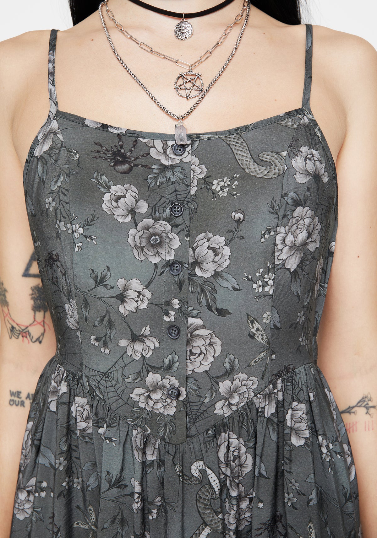 Meadow Floral Serpent Print Cami Midi Dress