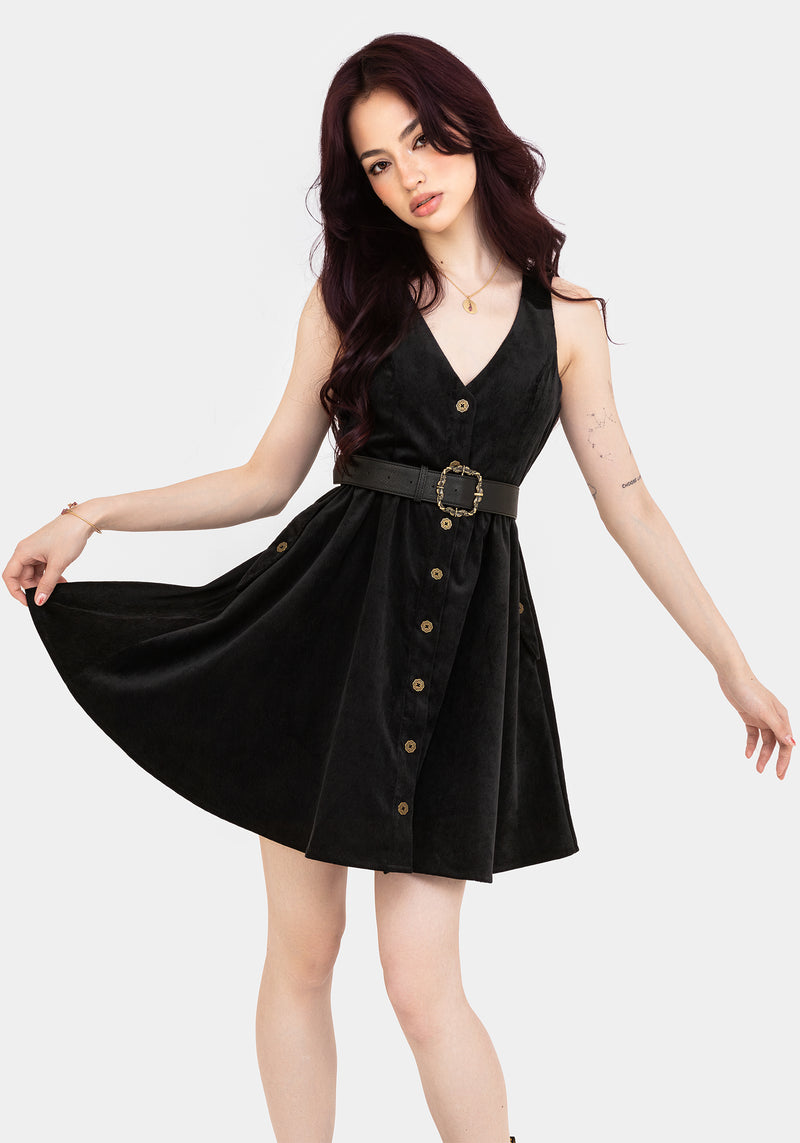 Iris Button Up Pinafore Mini Dress | Disturbia - Shop Women's Gothic, Alternative & Dark Romantic Fashion, Accessories & Homeware Iris Button Up Pinafore Mini Dress | Disturbia - Shop Women's Gothic, Alternative & Dark Romantic Fashion, Accessories & Homeware