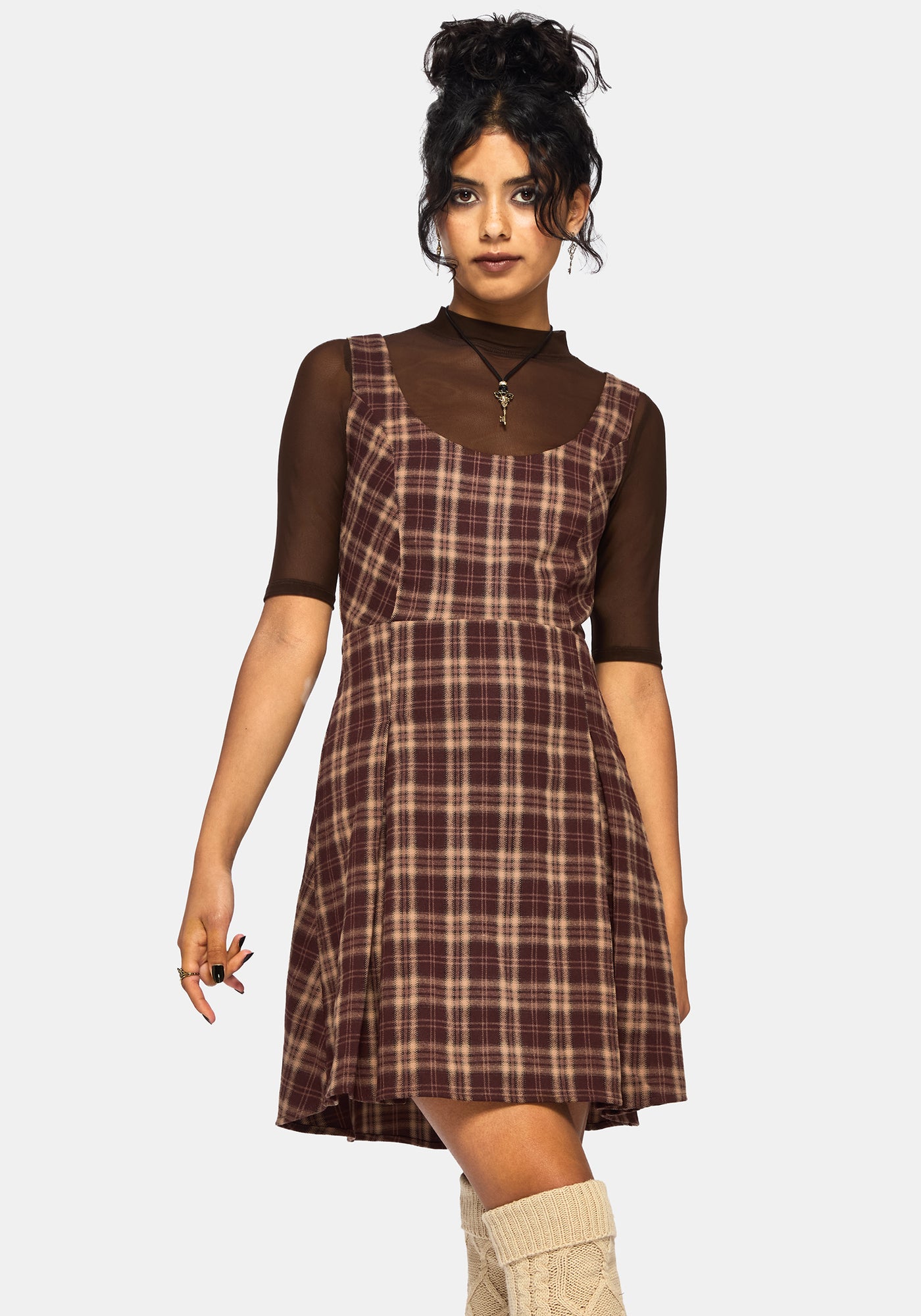 Milo Check Pinafore Mini Dress – Disturbia