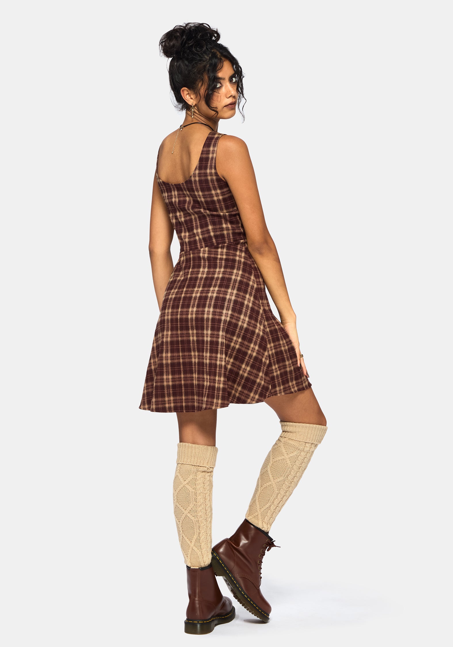Milo Check Pinafore Mini Dress – Disturbia