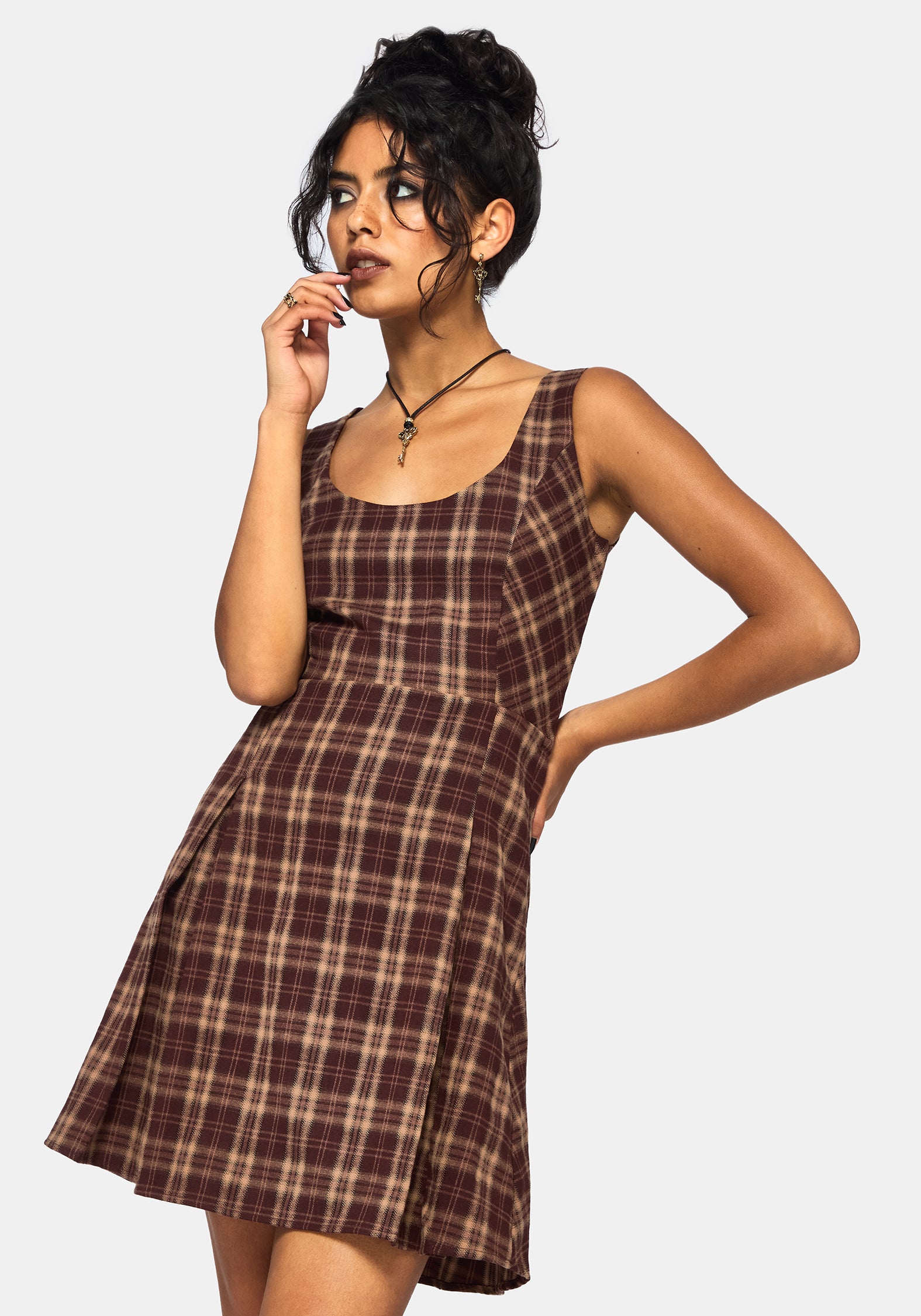 Milo Check Pinafore Mini Dress – Disturbia