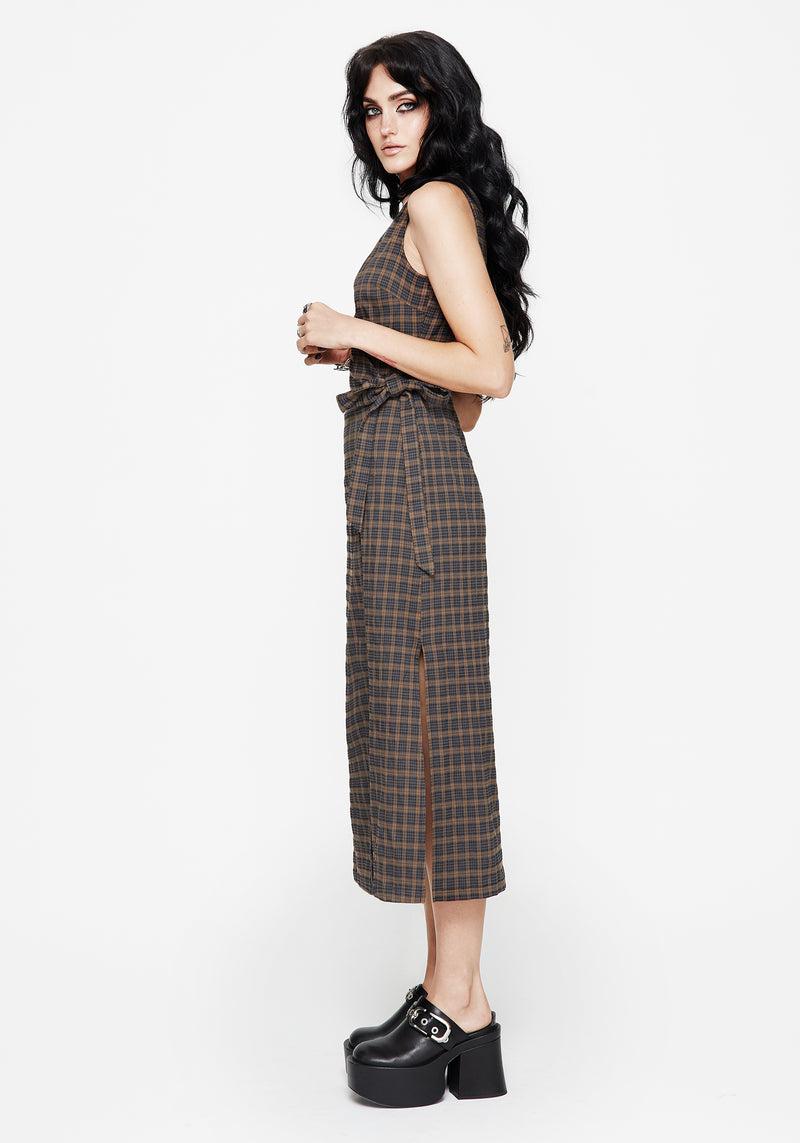 Allure Check Sleeveless Midaxi Wrap Dress – Disturbia