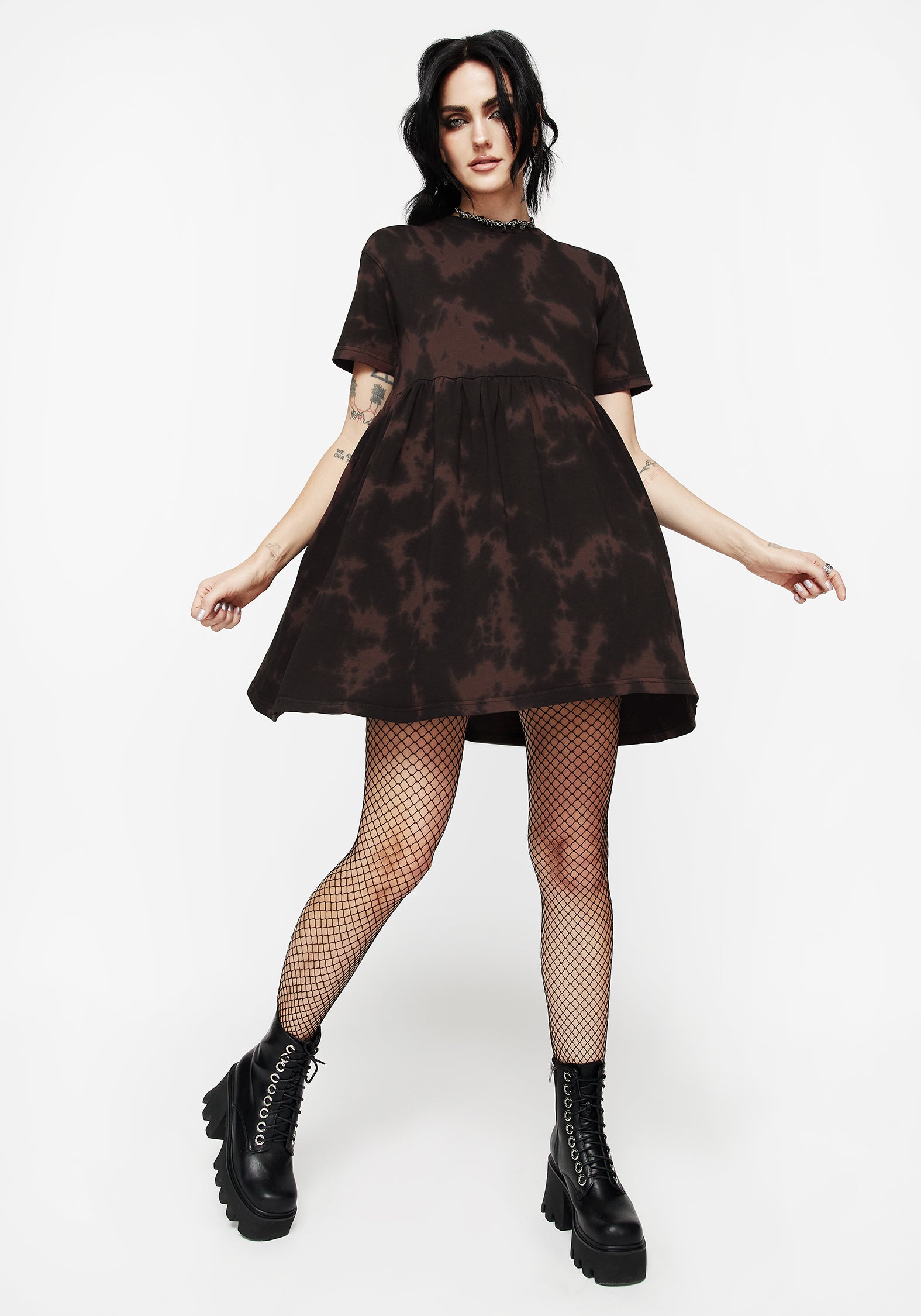 black tie dye mini dress Aura Tie Dye Ramie Mini Dress in Dark Chocolate By DISSH