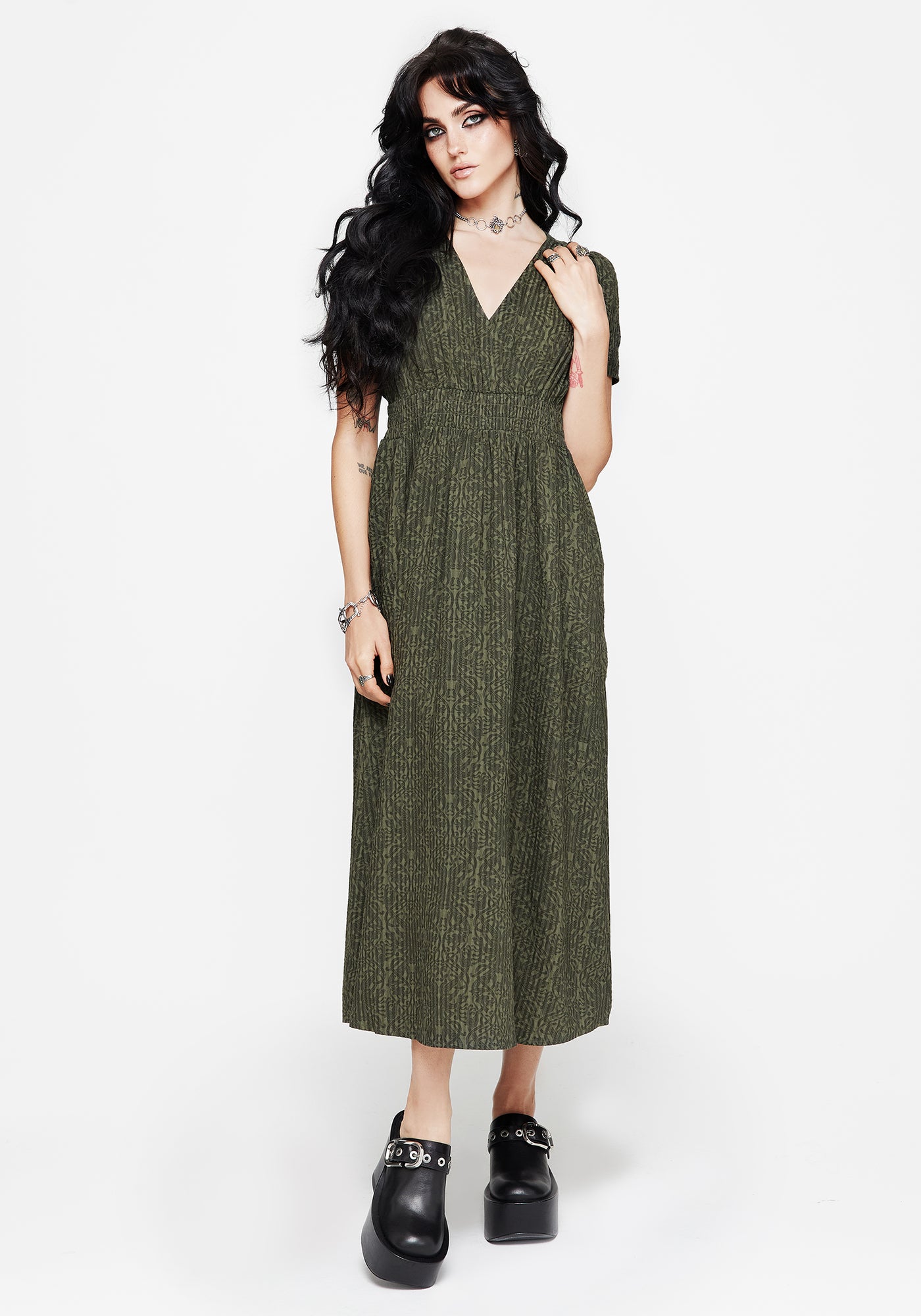Francesca Dragon Printed Wrap Over Midaxi Dress – Disturbia