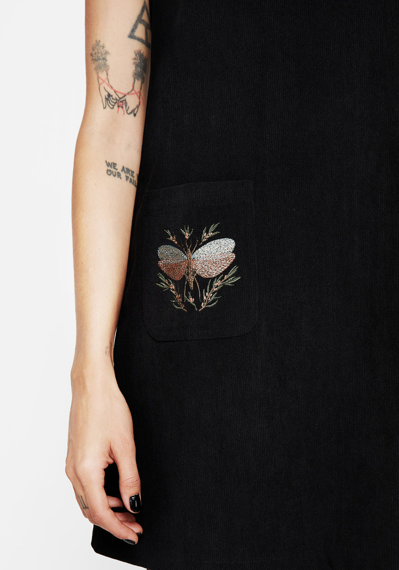 Griffinfly Embroidered Pocket Cord Mini Dress Disturbia Griffinfly Embroidered Pocket Cord Mini Dress Disturbia