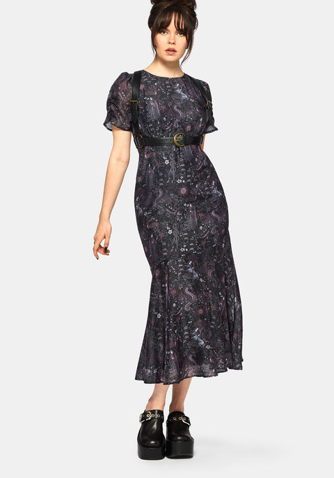 haunt me maxi dress Haunt Medieval Print Chiffon Maxi Dress