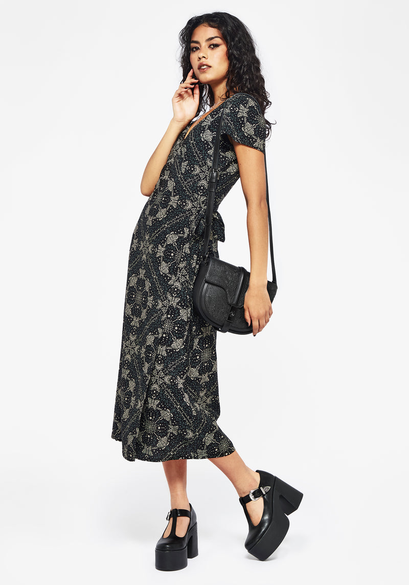 Poem Moth Printed Wrap Midi Dress Poem Moth Printed Wrap Midi Dress
