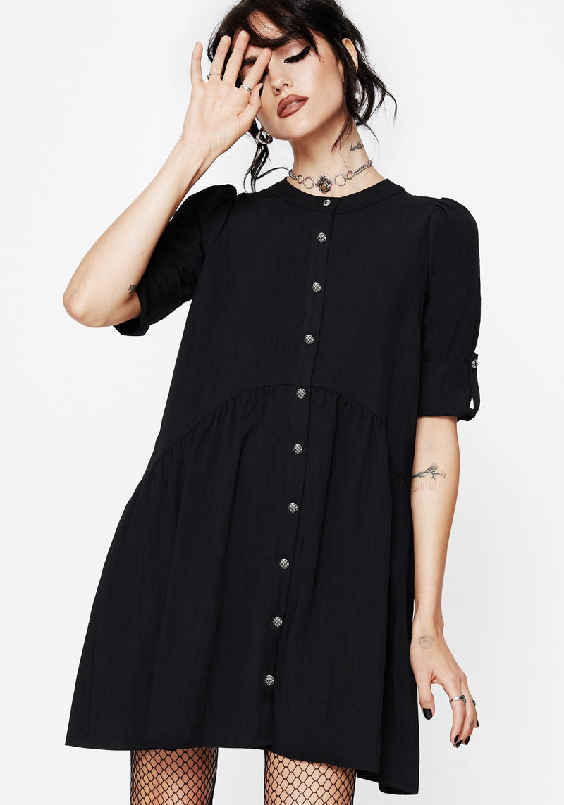black smock dress Arden Button Down Mini Smock Dress – Disturbia