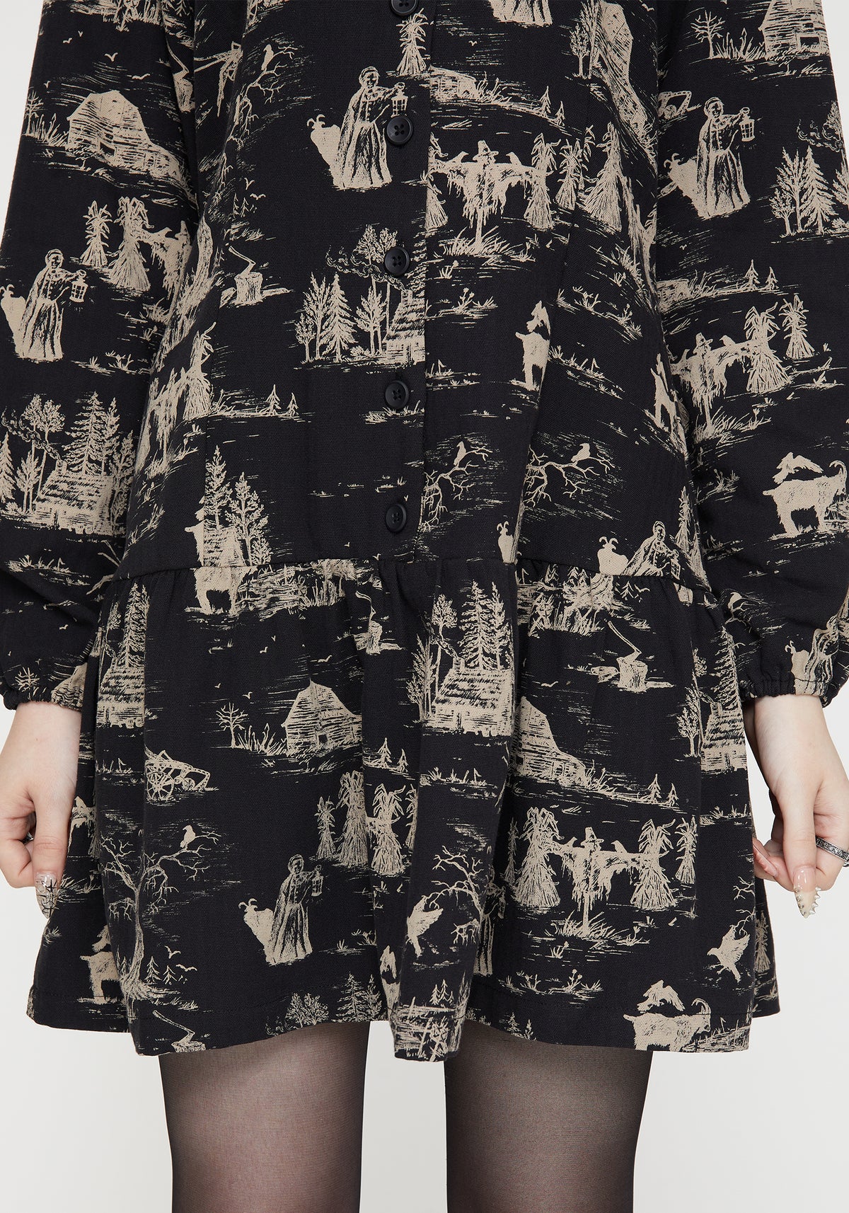 Lacelle Cotton Button Up Long Sleeve Mini Dress