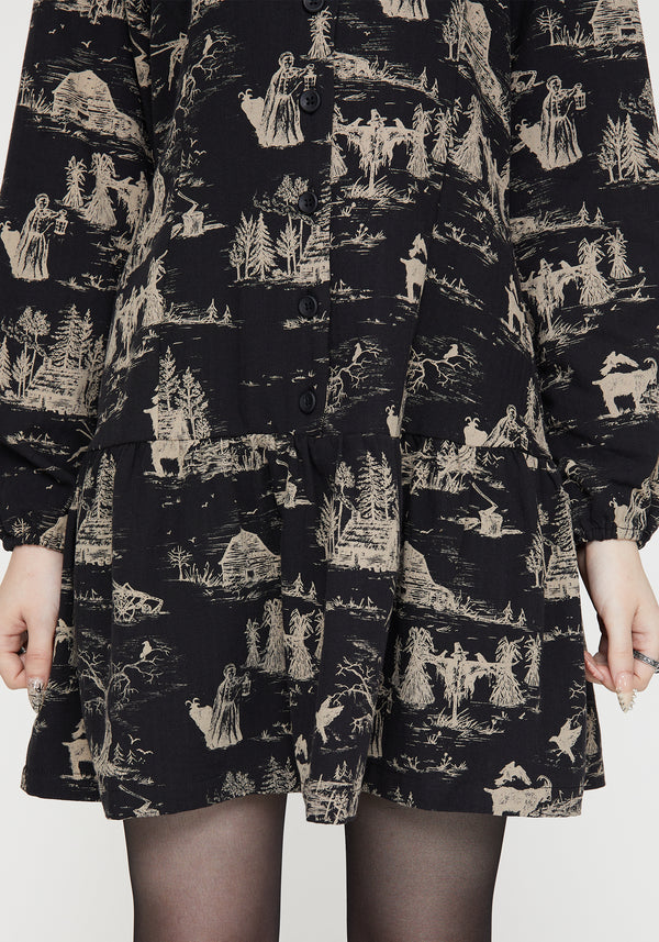 Lacelle Cotton Button Up Long Sleeve Mini Dress